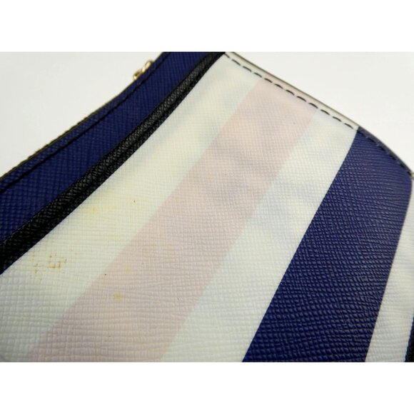 Kate Spade New York Striped Card Holder Wallet W/ Zipper & Keyring - Picture 8 of 13